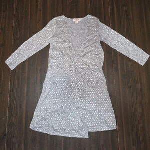 LuLaRoe Gray Sparkle Knit Duster Cardigan Sweater Size 8